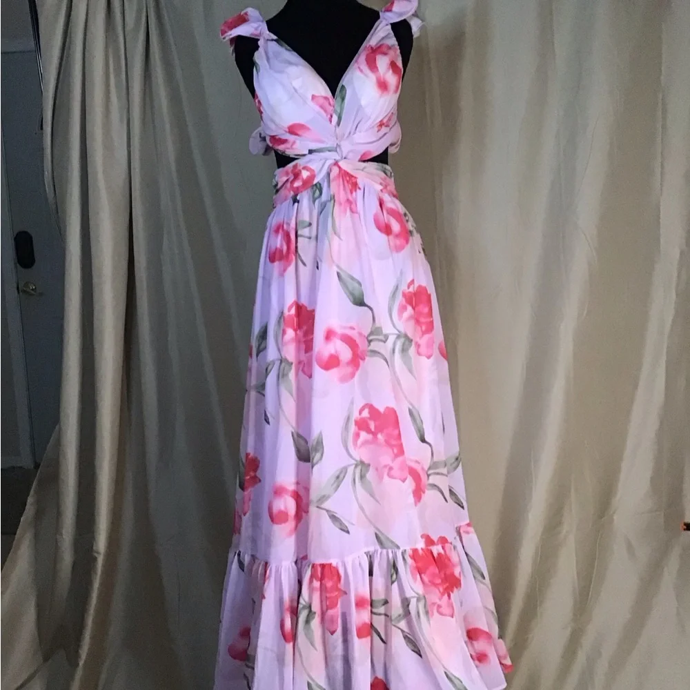 Floral Ruffle Maxi Dress - Picture 1 of 11